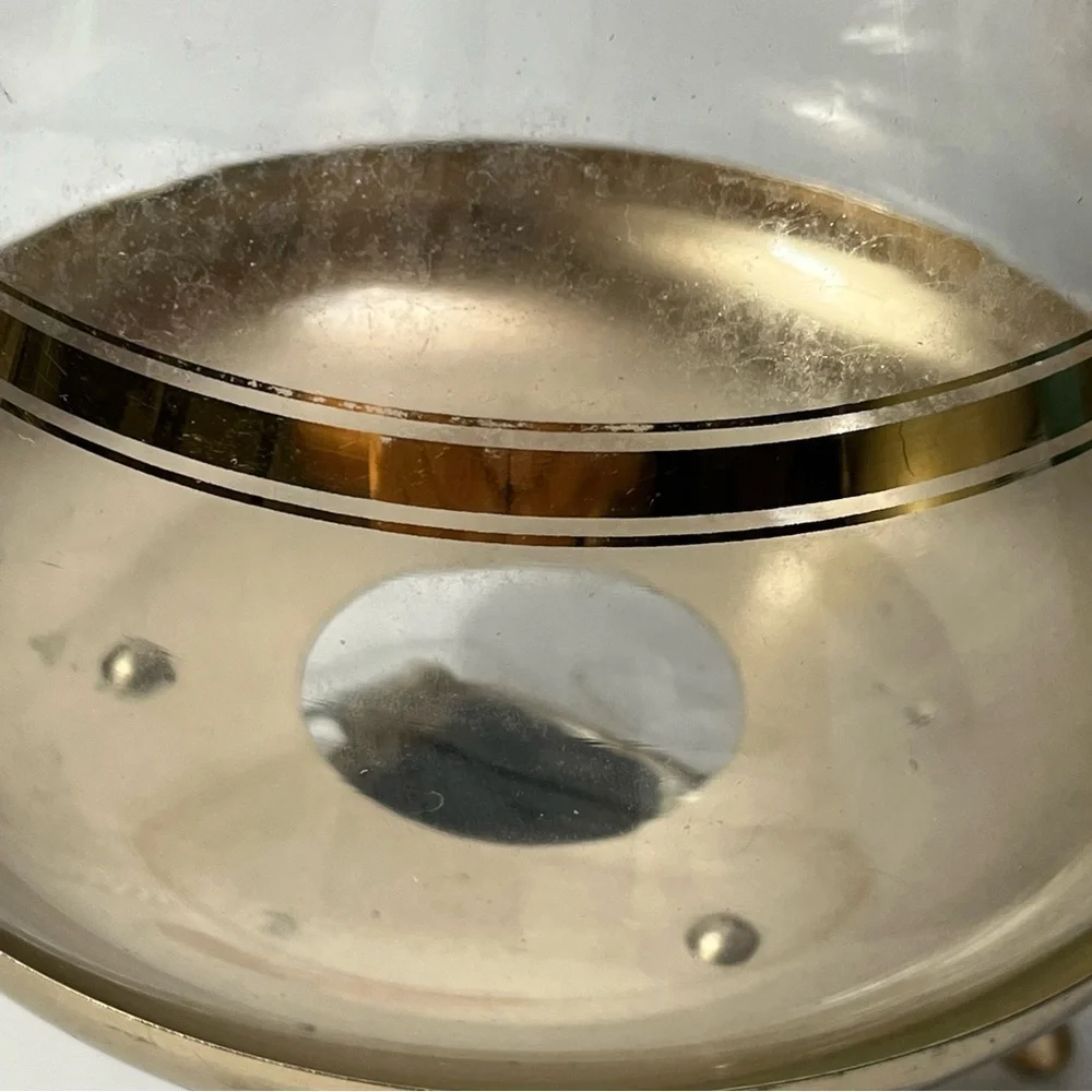 Vtg Mid-Century INLAND Glass Carafe & Warmer 22k Gold Trim Coffee‎ Pot Cork Lid